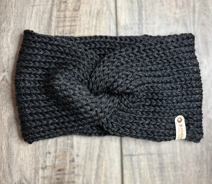 Black Turban Knitted Knotted Ear Warmers