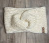 Creamsicle Off White Turban Twisted Ear Warmers for winter with signature leather tag 4' width