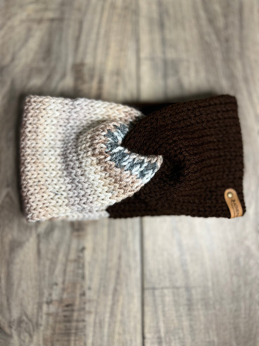Multi Brown Turban Knitted Knotted Ear Warmers