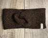 Brown and Black Speckled Knitted Knotted Ear Warmers for Winter