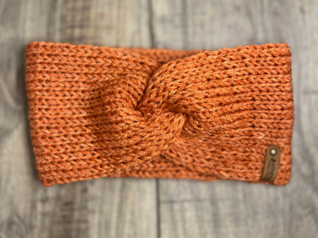 Orange Speckled Turban Twist Knotted Ear Warmers for Winter