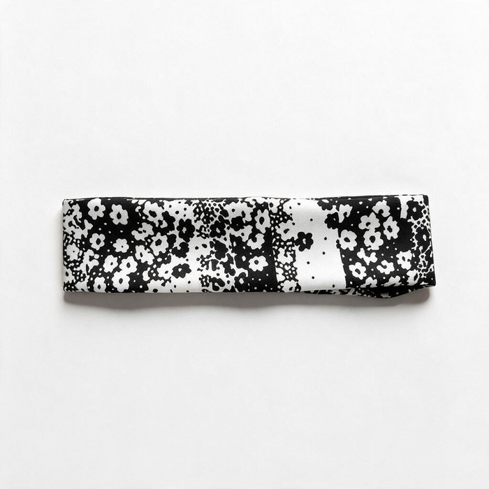 Black and White Moisture Wicking Floral Headband