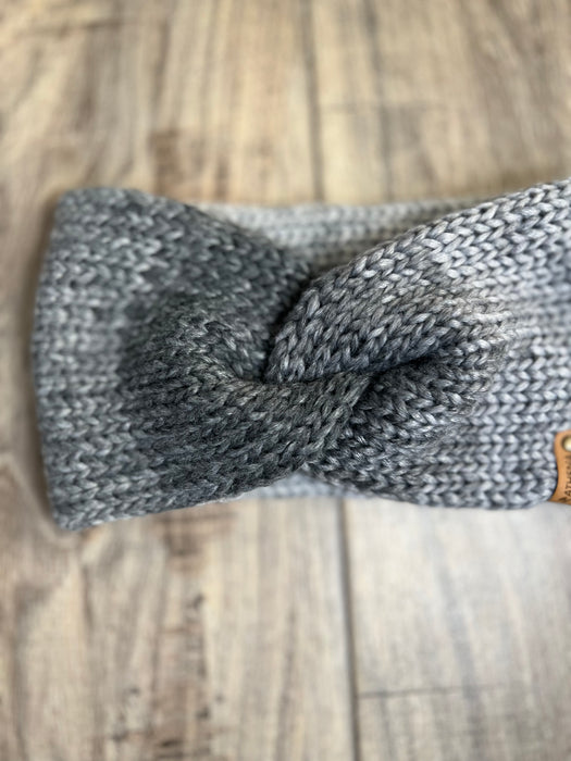 Ombre Grey Turban Knitted Knotted Ear Warmers