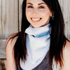 Light Blue Gauze fabric scarf used as a neck gaiter in this picture
