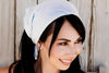 Light Blue Gauze fabric scarf used as a hair scarf in this picture