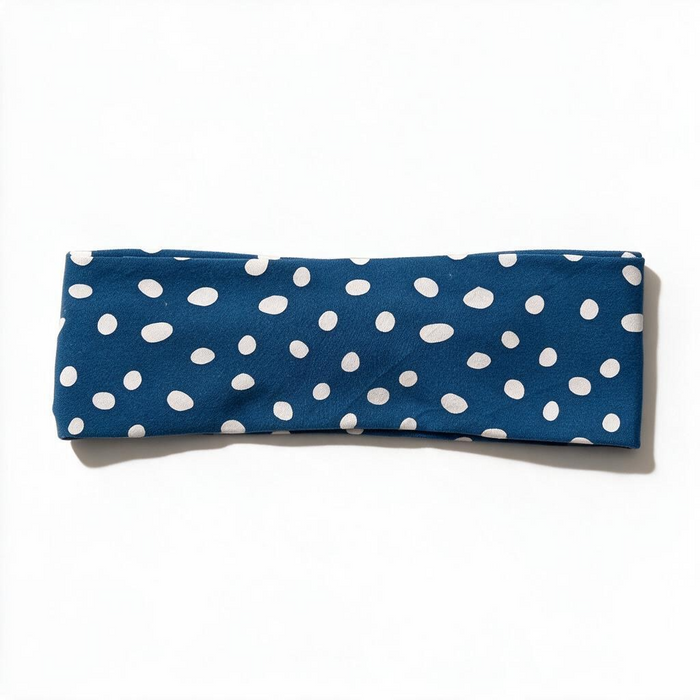 Blue and White Polka Dot Knotted Headband