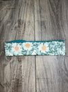 Green and White Floral Flowers on a light Green fabric with moisture wicking underneath of light green to match
