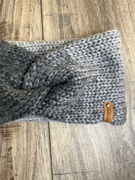 Ombre Grey Turban Knitted Knotted Ear Warmers