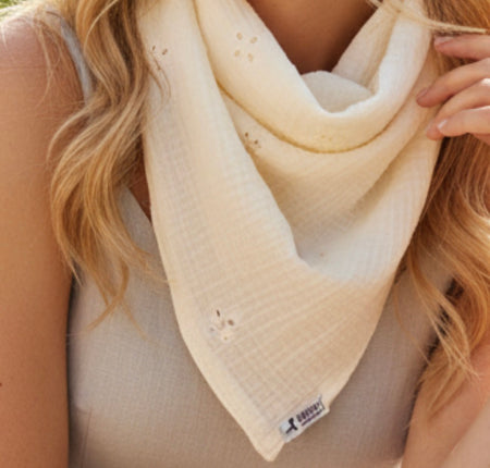 Cream Embroidered Neck Gaiter 