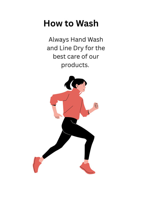 How to wash instructions and image of a runner