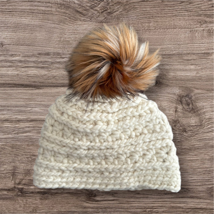 Cream Star Flake Winter Beanie