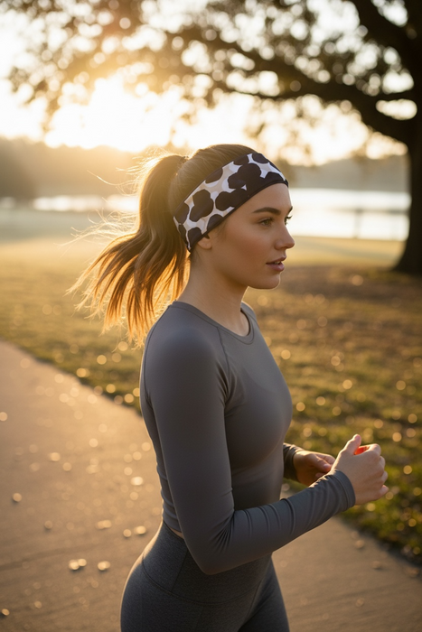 Navy Circles Yoga Headband