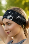Black and Cream Sky Pattern with moons and stars