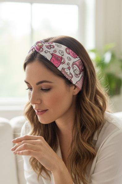 Pink Coffee Turban Knotted Headband