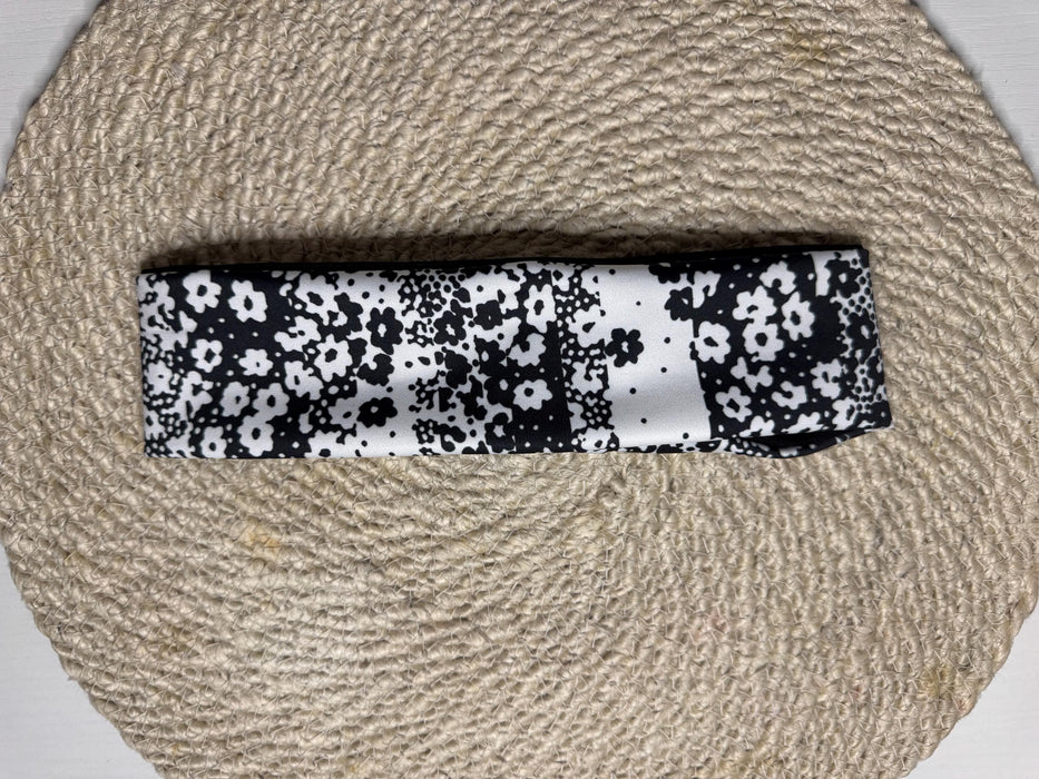 Black and White Moisture Wicking Floral Headband