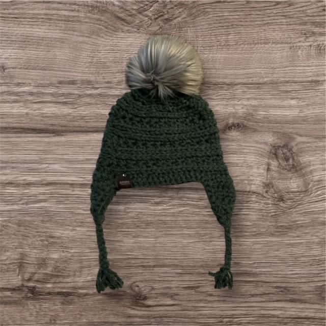 Emerald Green Beanie with Flaps