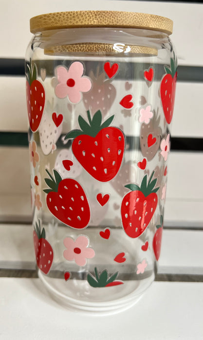 Strawberries 16oz Drinking Glass
