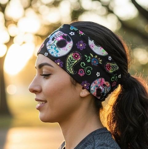Sugar Skull Moisture Wicking Headband