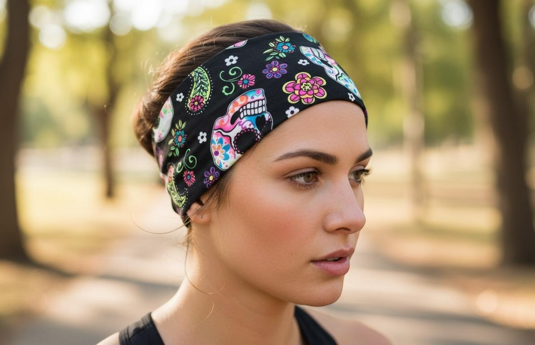 Sugar Skull Moisture Wicking Headband