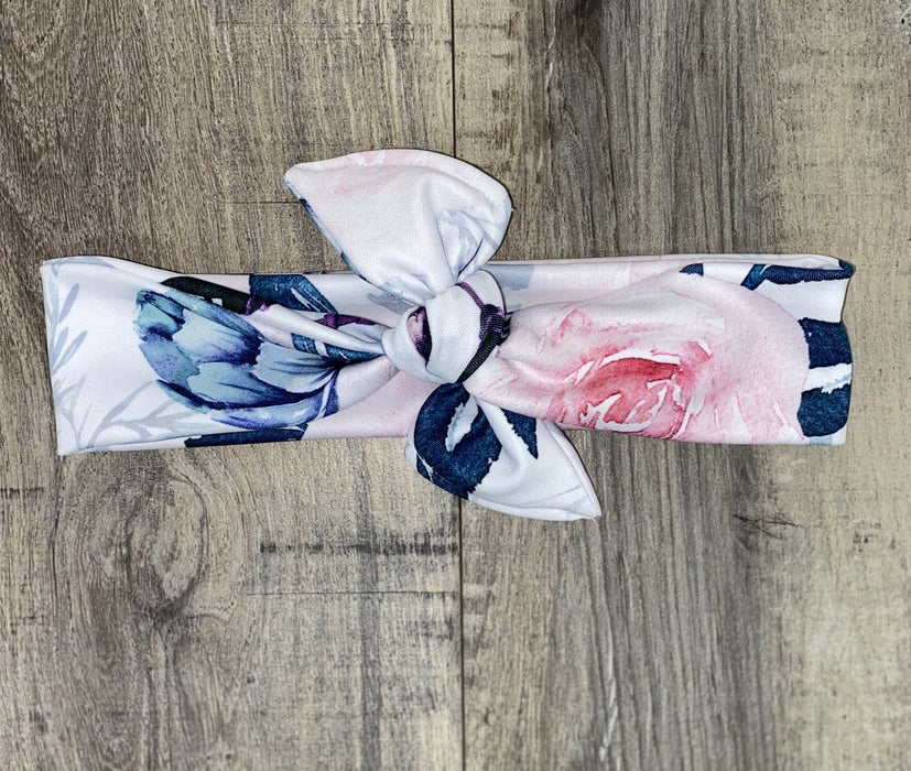Pink Poppies Tie Up Headband | Knotted Headbands for Women