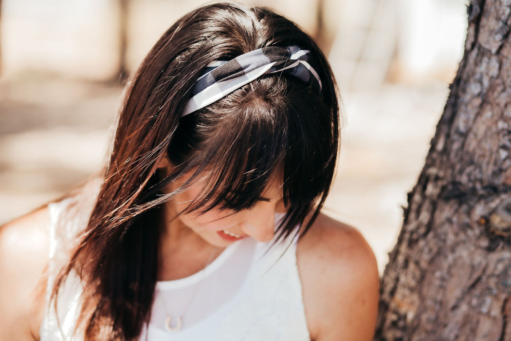 Black and White Striped Turban Headband | Knotted Headbands for Women