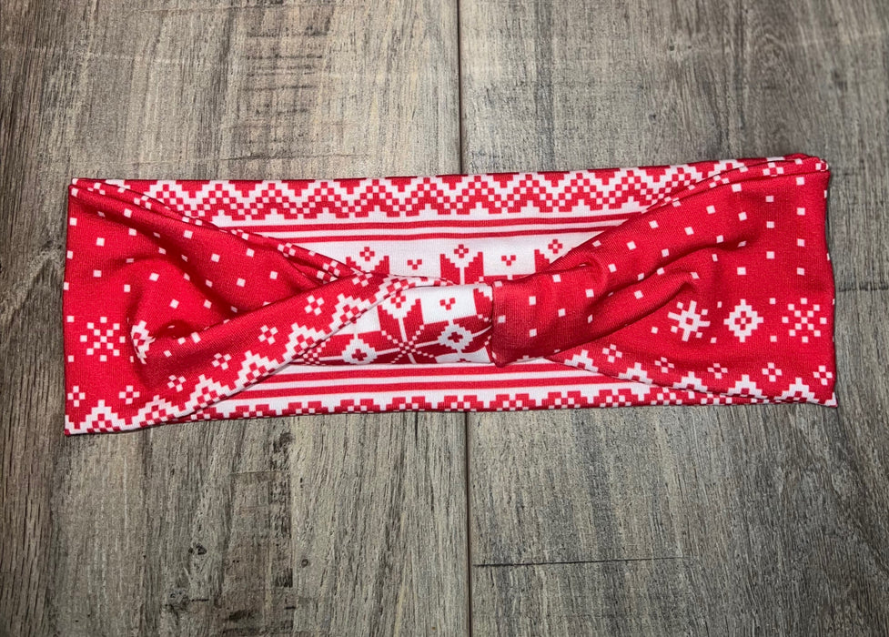 Red and White Snowflake Headband | Athena Fitness Collections
