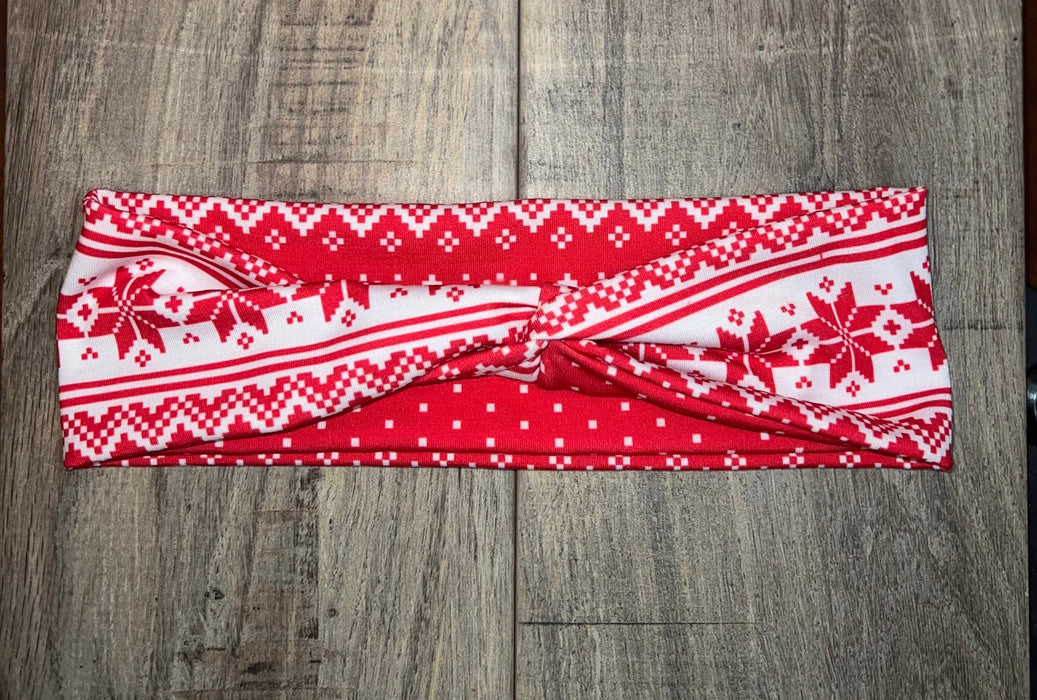 Red and White Snowflake Headband | Athena Fitness Collections