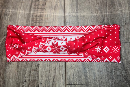 Red and White Christmas Snowflake Headband | Athena Fitness Collections