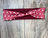 Red and White Hearts Workout Headband | Workout Headbands for Women