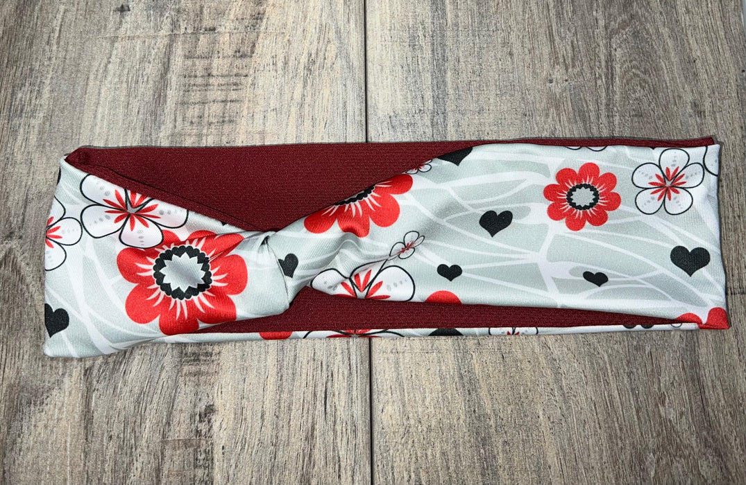 Red Flowers Workout Headband | Athena Fitness Collections