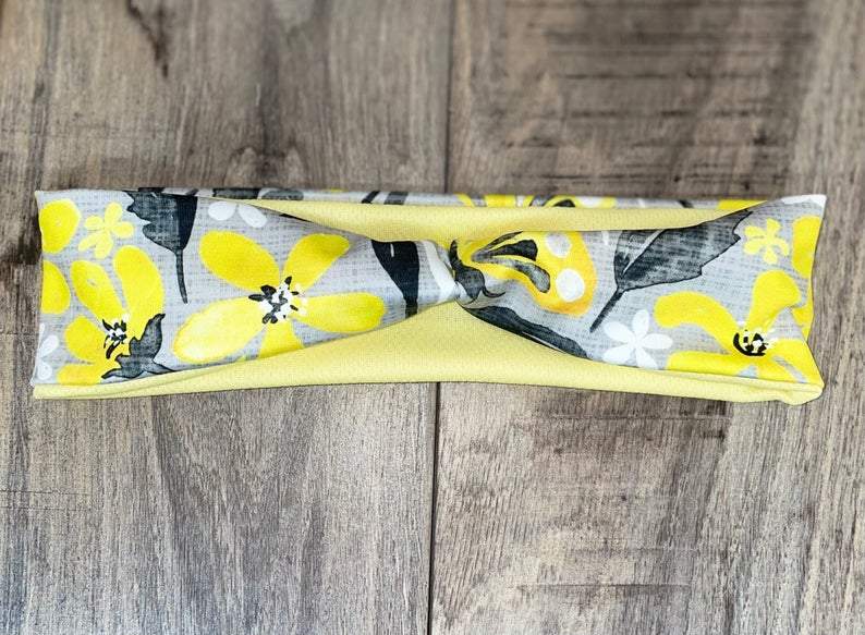 Yellow Floral Nonslip Headbands - Athena Fitness Collections