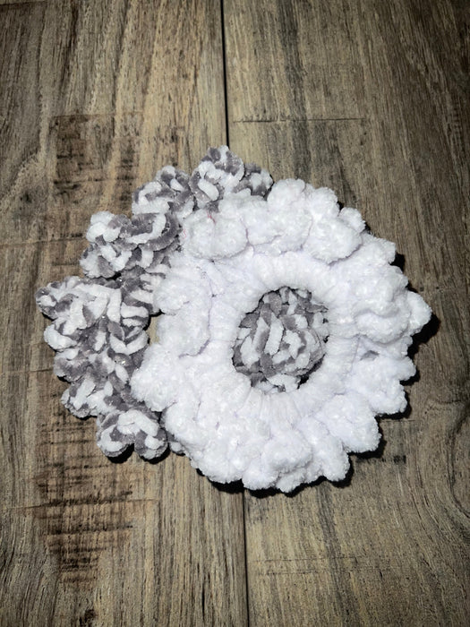 White and Grey Knitted Scrunchies | Athena Fitness Collections